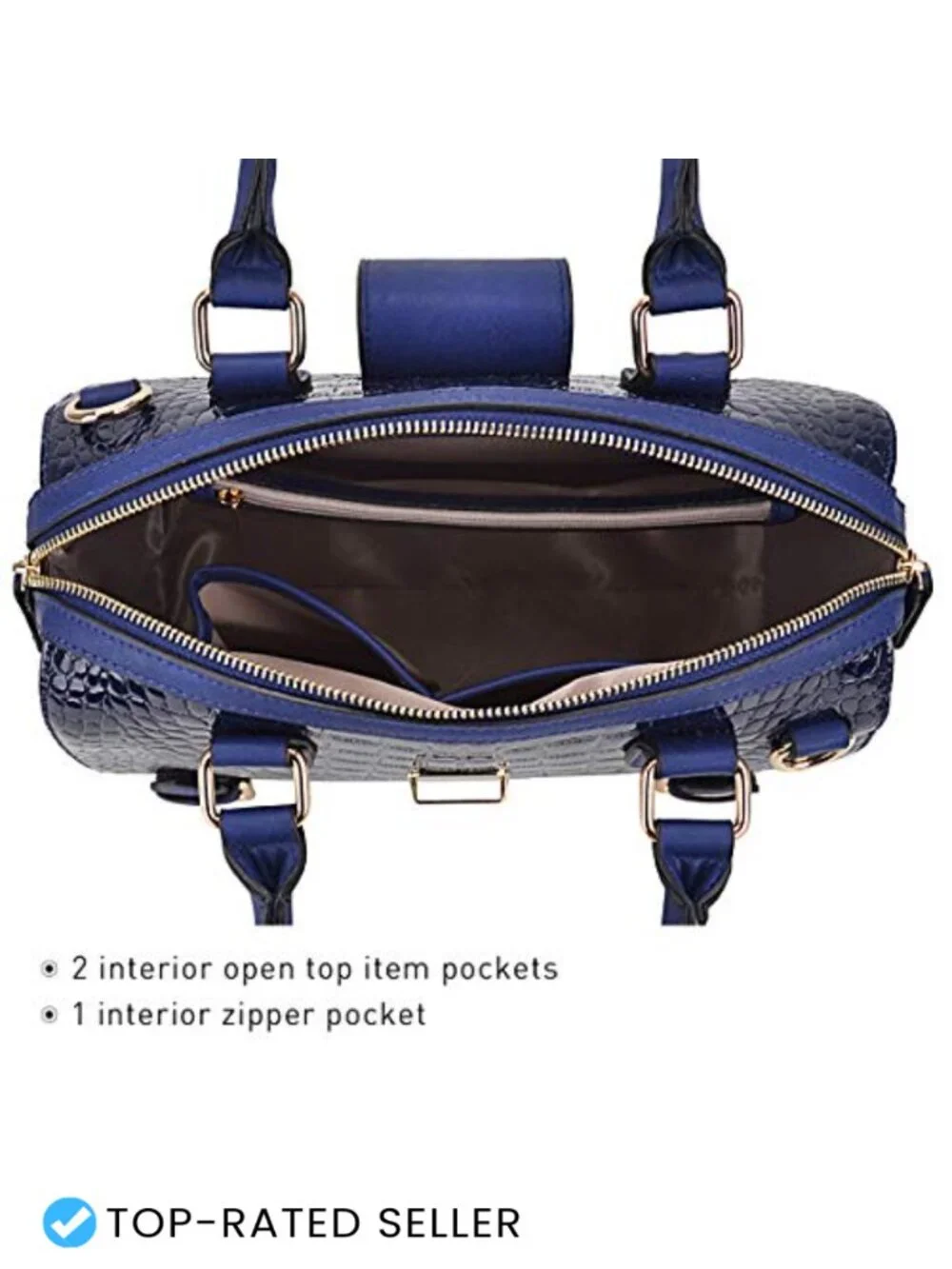 Vegan Leather Satchel Purse Boston Bag Top Handle Work Tote with Wristlet